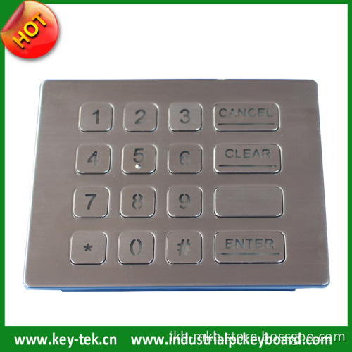 Dynamic Rated Water Proof Vandal Proof Industrial Metal Keypad with 16 Keys